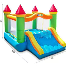Outdoor Indoor Bounce House Inflatable with Slide for 5-12 12ft x 9ft x 8ft Jump House with Blower Durable Polyester Fabric