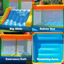 Outdoor Indoor Bounce House Inflatable with Slide for 5-12 12ft x 9ft x 8ft Jump House with Blower Durable Polyester Fabric